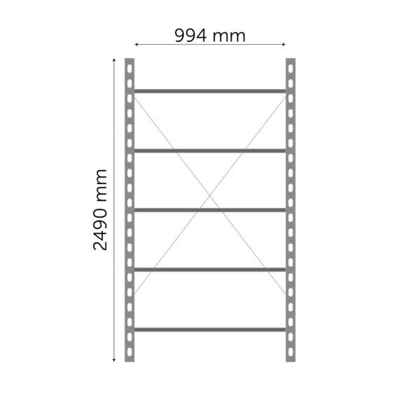 Moduulihyllyn perusosa 2490 x 994 mm