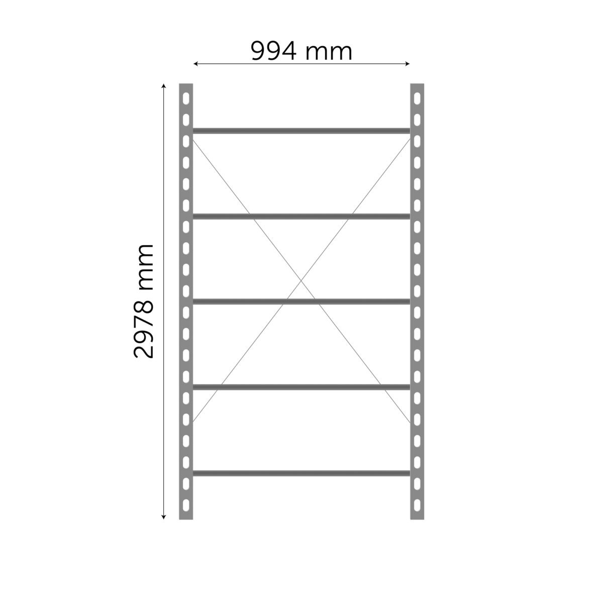 Moduulihyllyn perusosa 2978 x 994 mm